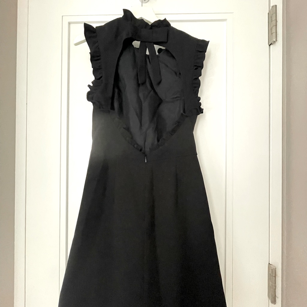 Jill Stuart Black Dress With Open Back Closure With Bow At Top - Size 8